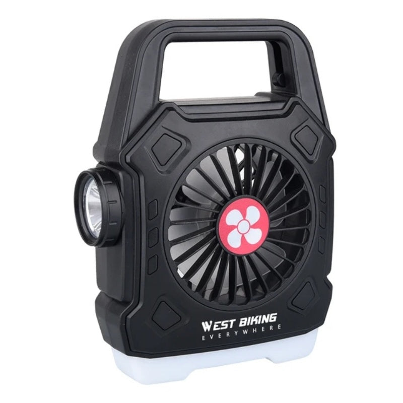 Multipurpose Rechargeable Desk & Camping Fan with LED Light, Flashlight & Power Bank – For Home, Travel & Outdoor Use | Random Color