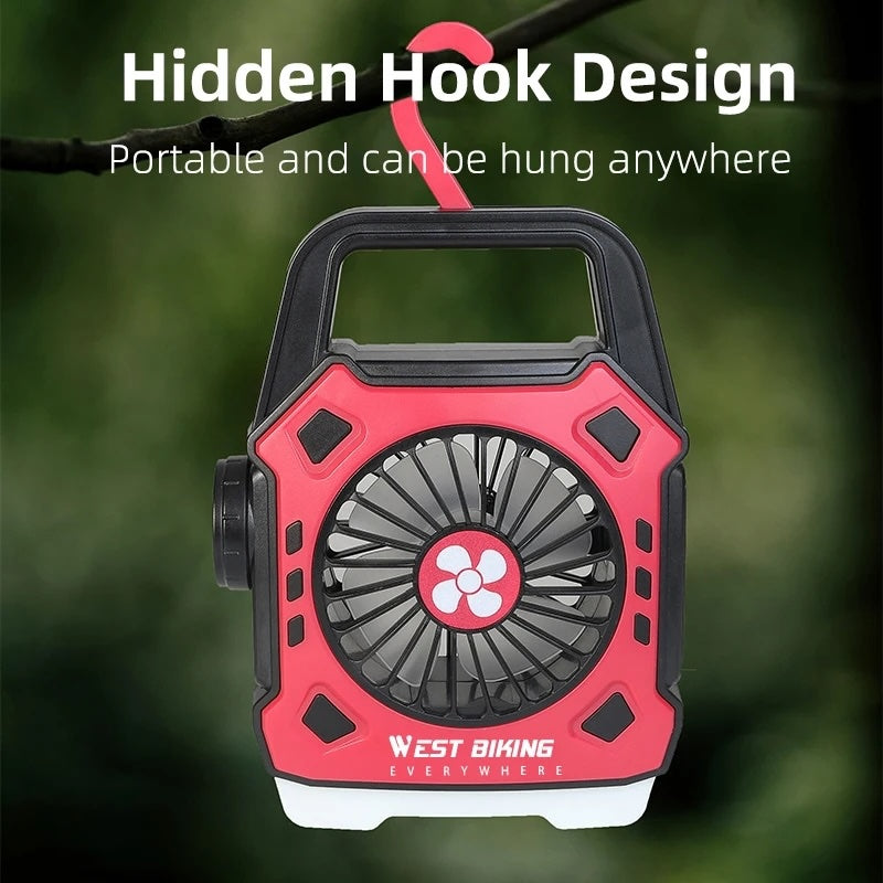 Multipurpose Rechargeable Desk & Camping Fan with LED Light, Flashlight & Power Bank – For Home, Travel & Outdoor Use | Random Color